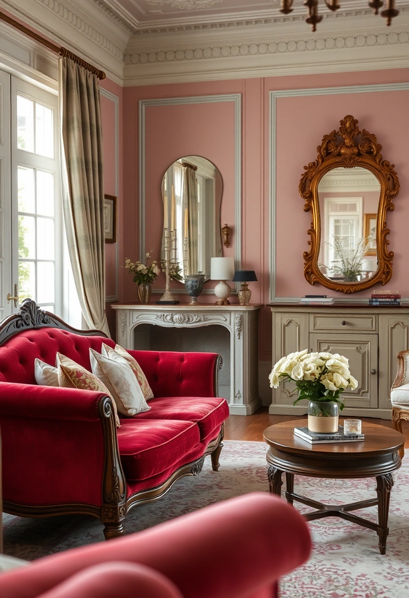 Red couch living room ideas 15