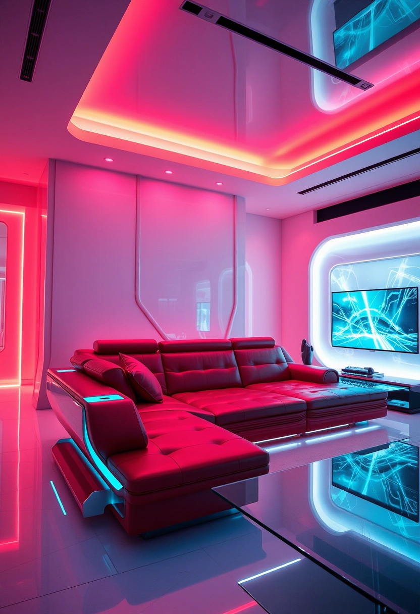 Red couch living room ideas 16