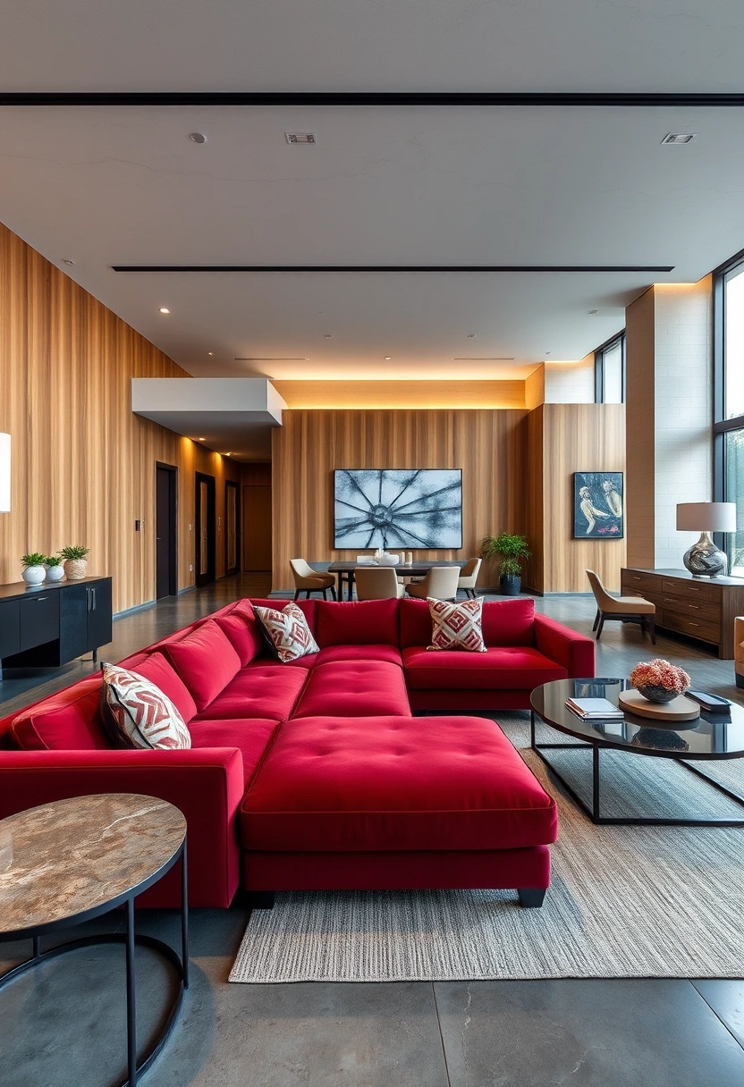 Red couch living room ideas 2