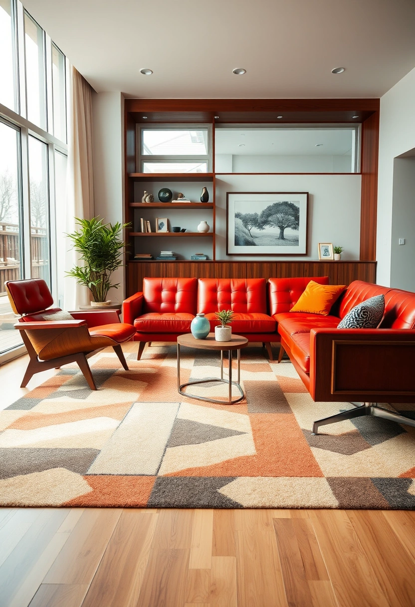 Red couch living room ideas 7