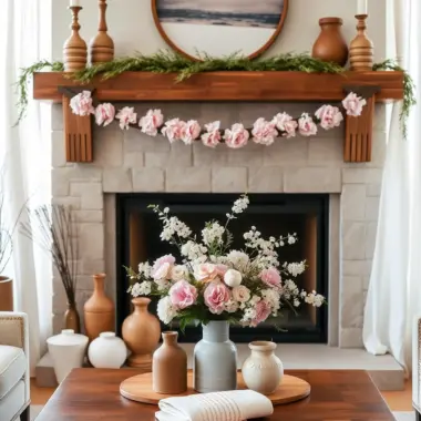 Spring fireplace mantel decor ideas 1