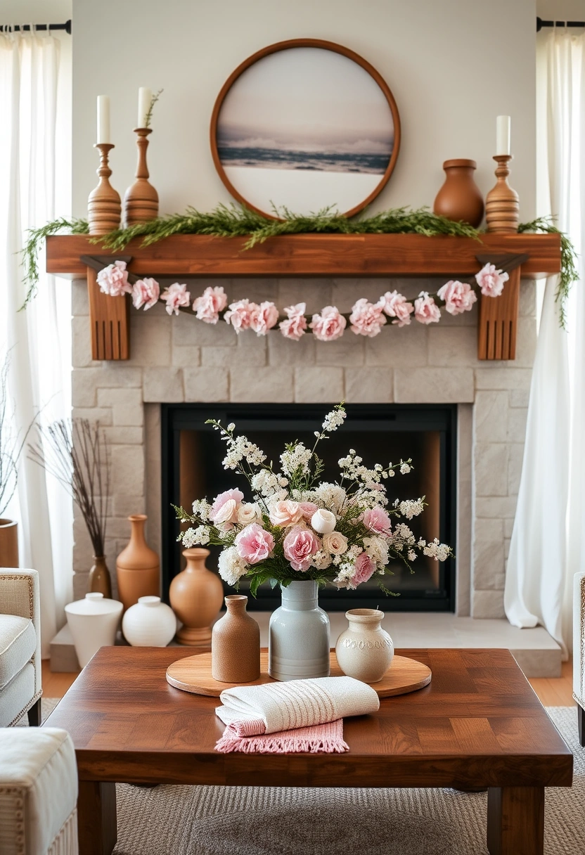 Spring fireplace mantel decor ideas 1
