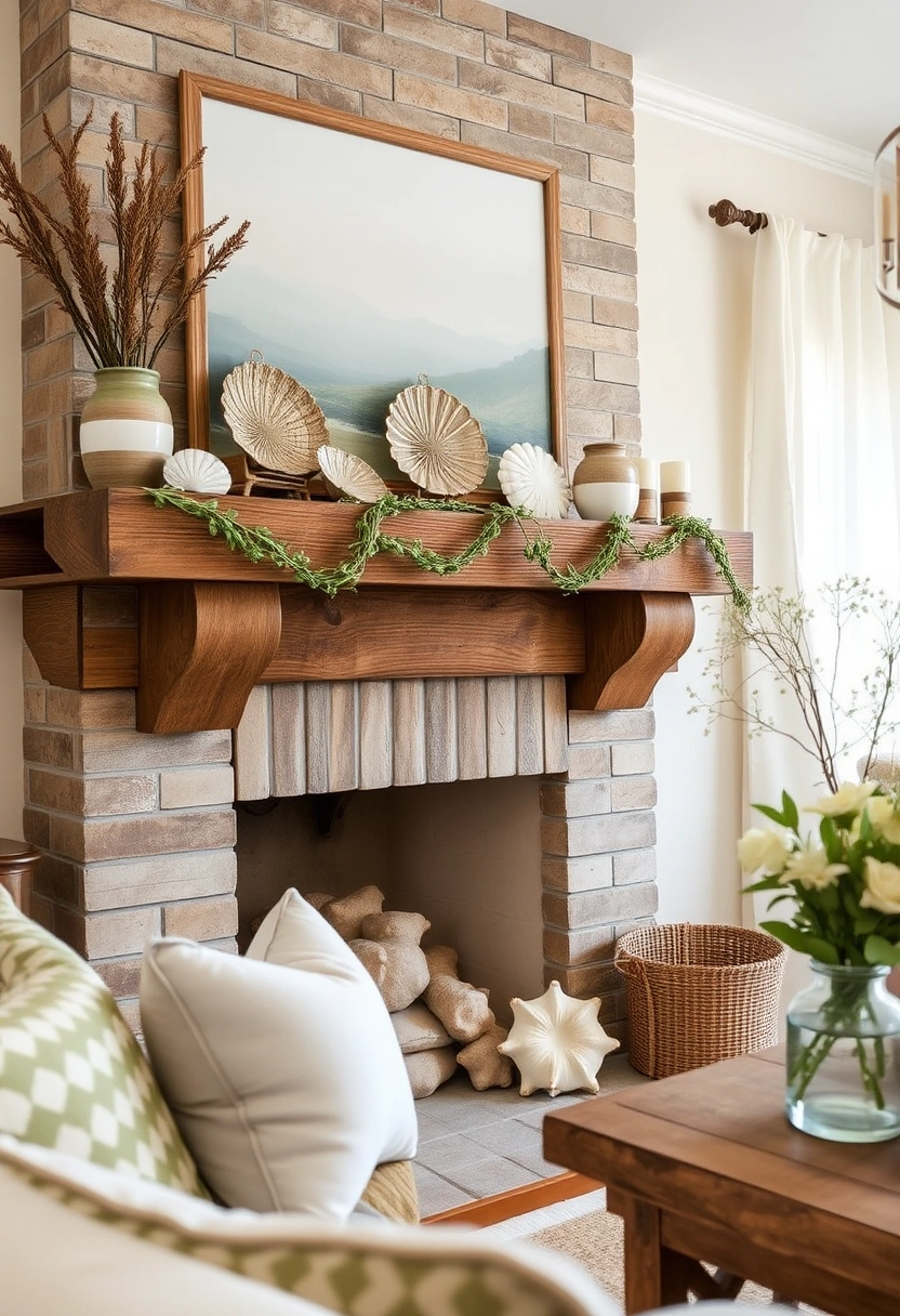 Spring fireplace mantel decor ideas 12
