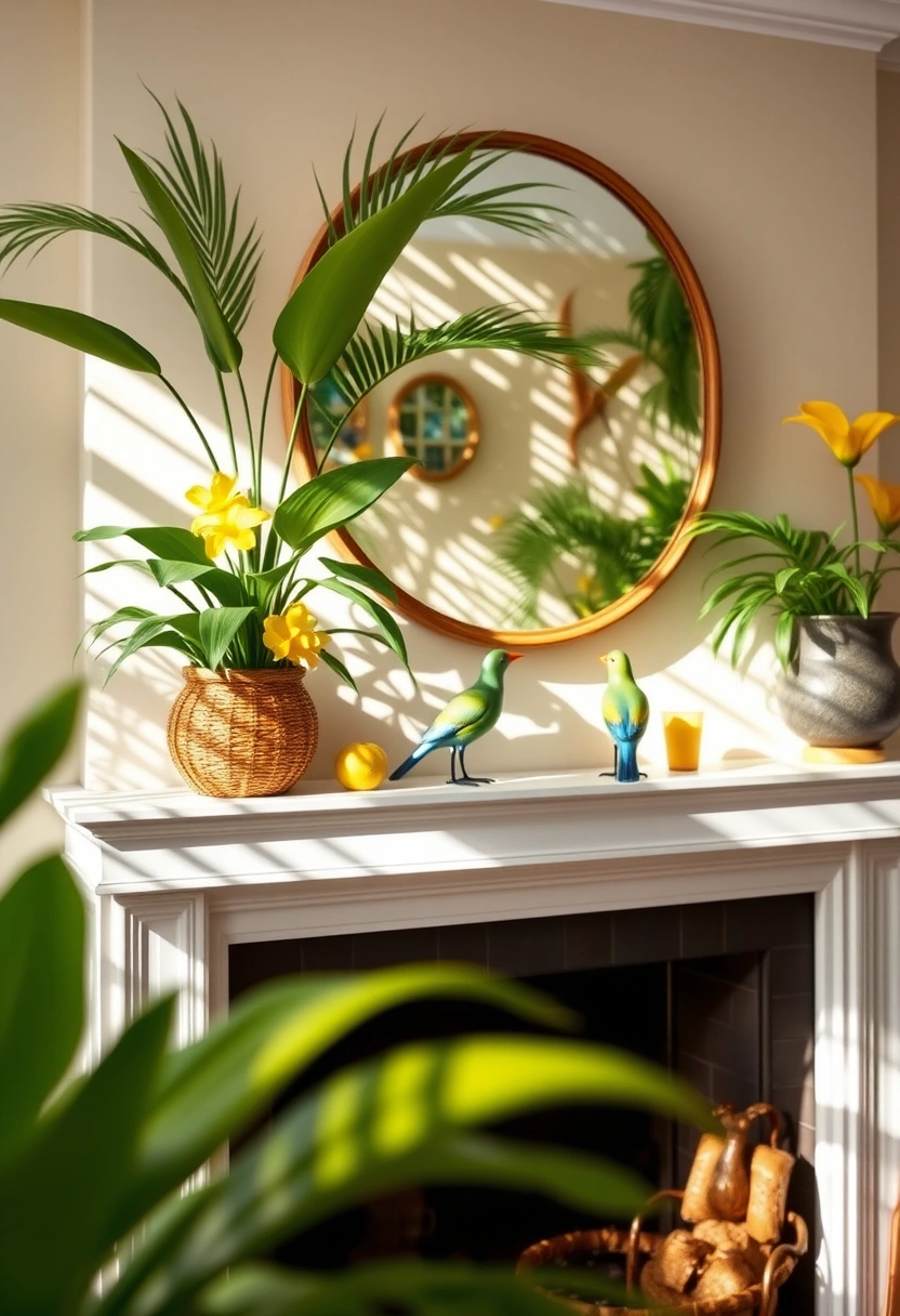 Spring fireplace mantel decor ideas 14