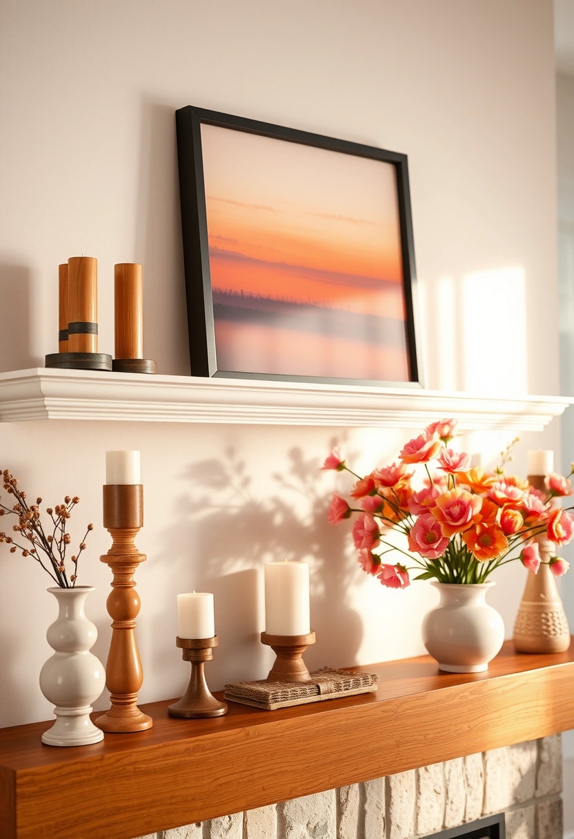 Spring fireplace mantel decor ideas 19