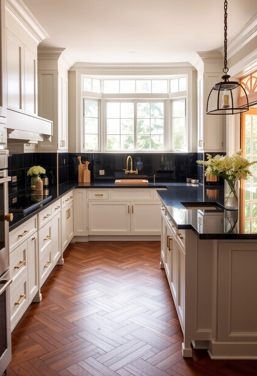 White cabinets black granite countertops ideas 6