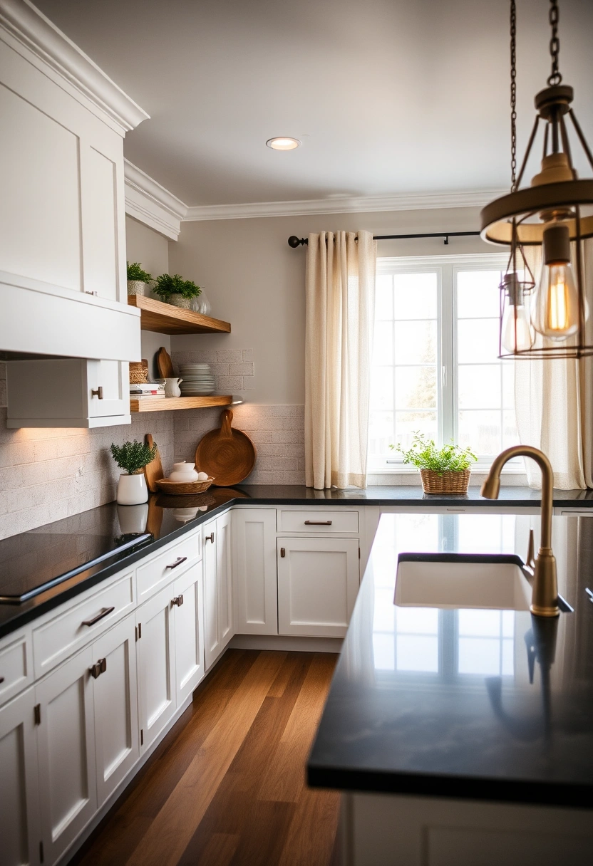 White cabinets black granite countertops ideas 7