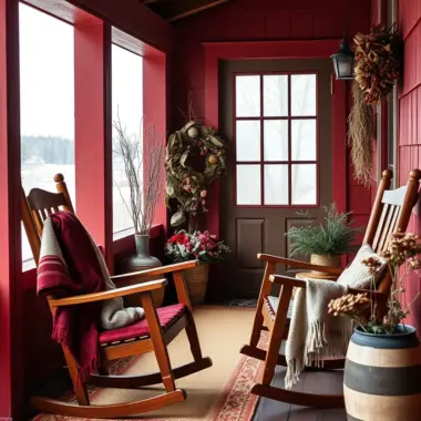 Winter farmhouse front porch decor ideas 1