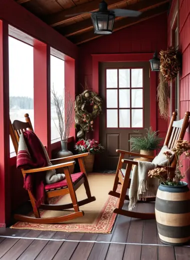 Winter farmhouse front porch decor ideas 1