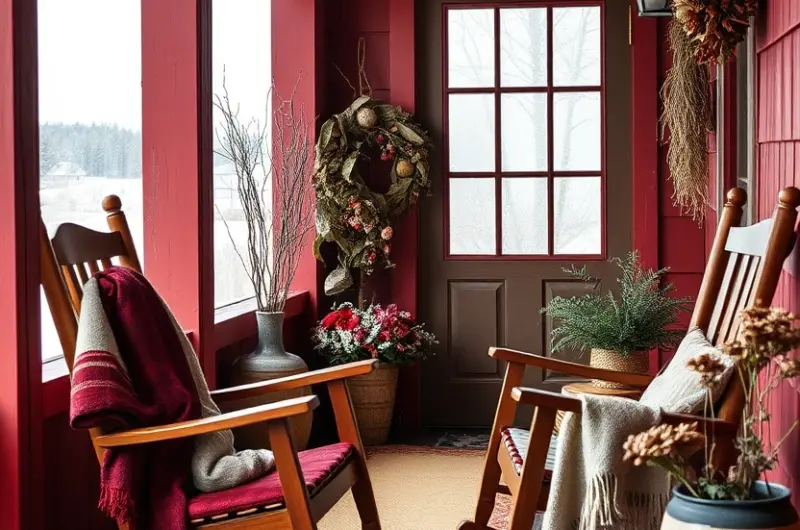 Winter farmhouse front porch decor ideas 1