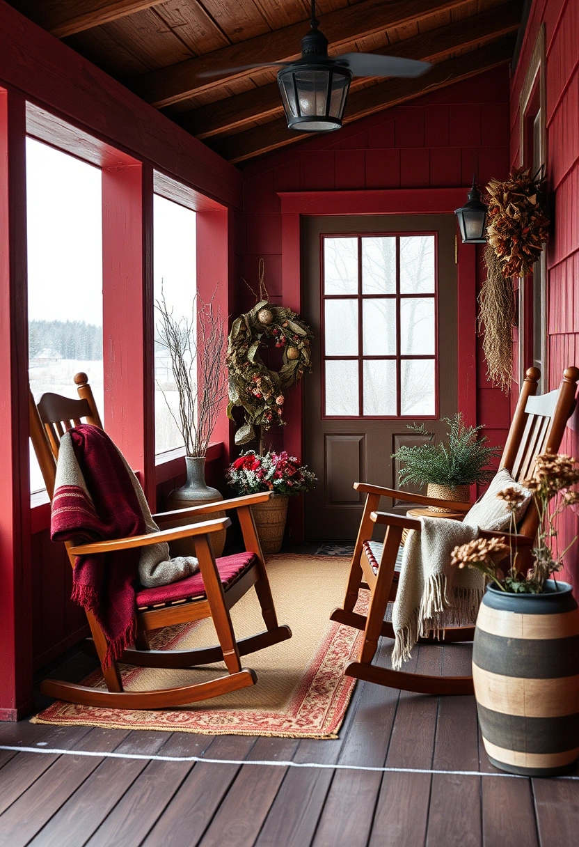 Winter farmhouse front porch decor ideas 1