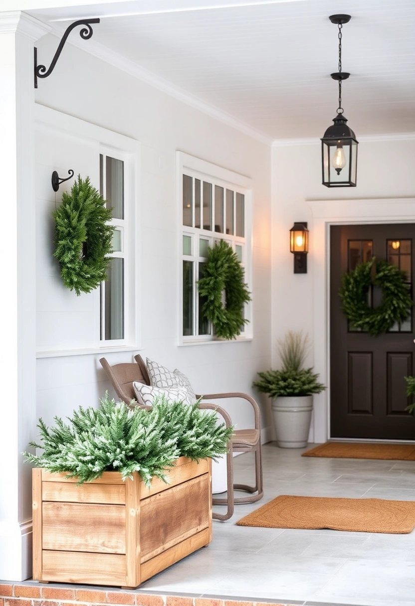 Winter farmhouse front porch decor ideas 2