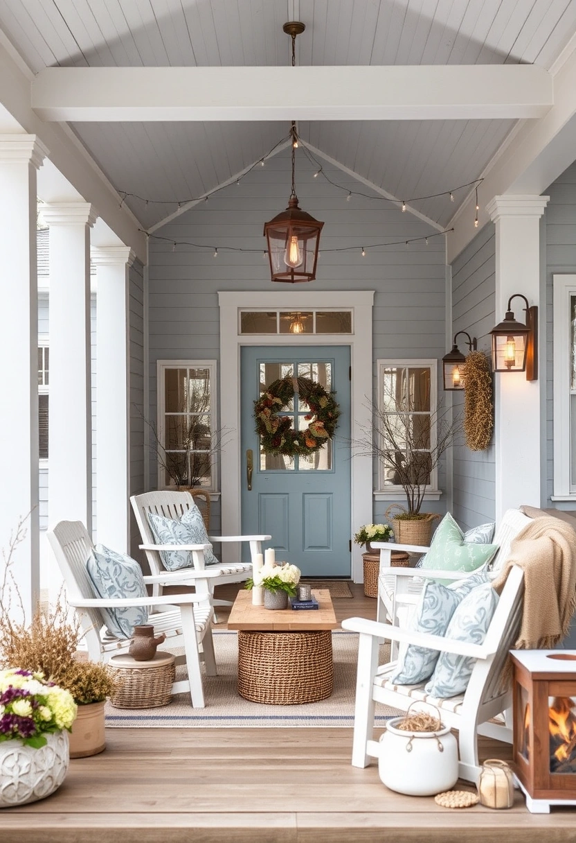 Winter farmhouse front porch decor ideas 4