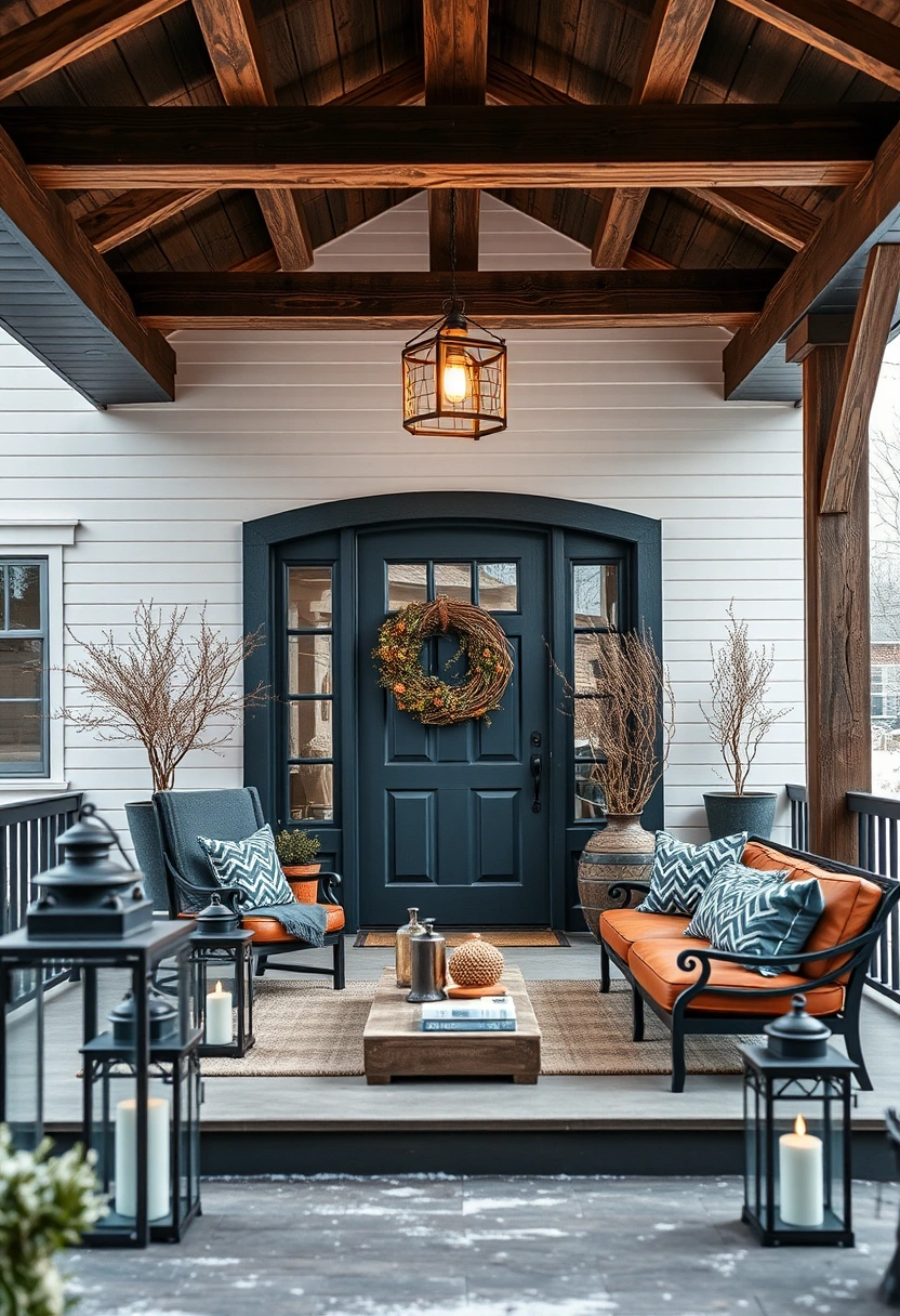 Winter farmhouse front porch decor ideas 5