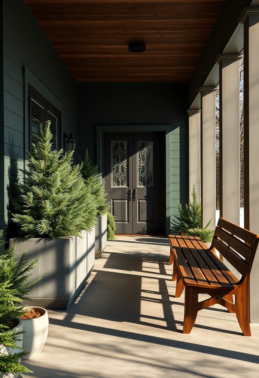 Winter farmhouse front porch decor ideas 9